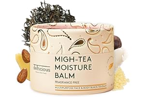 Delhicious Fragrance Free Face & Body Balm for Dry Sensitive Skin - Eczema Relief, Psoriasis Treatment - Migh-Tea Moisture Shea Butter Moisturiser - Multipurpose Balm - Natural, Vegan, Ayurveda - 140g