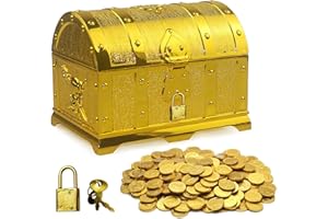 Acboor Scrigno, Scrigno del Tesoro Scrigno del Tesoro Dei Pirati Scatola Nuziale Chiudibile a Chiave con Coperchio e Lucchetto con Chiave per Conservare e Decorare il Regalo Dei Bambini