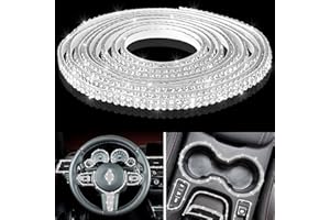 FENGCHUANG Strassband Selbstklebend, 3m Langes Glitzer Sticker Band, 10 mm Breite Auto Zubehör Innenraum Glitzer, Für Auto-, Kunsthandwerk, Handy- und Geschenkdekoration etc (Weiß)