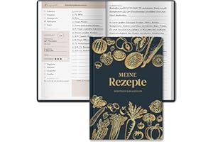 ‎BIROYAL BIROYAL Rezeptbuch zum Selberschreiben A5, Kochbuch Selbst Schreiben, Rezeptbuch für 100 Lieblingsrezepte, Kochbuch zum Selberschreiben, Recipe Book Backbuch Schreiben, Rezepte Buch zum Ausfüllen