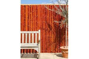 Papillon Thick Red Natural Bamboo Screening Roll Privacy Border Screen Wind/Sun Protection 1.9m x 1.8m (6ft 2in x 6ft)