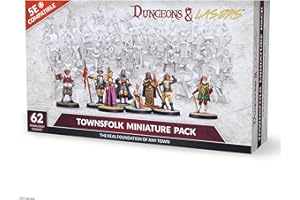 ARCHON STUDIO Dungeons and Lasers Townsfolk - Paquete en miniatura – Incluye 62 miniaturas NPC DND con bases escénicas – 5E compatible para su uso con juegos de rol de mesa y D&D – para más de 14 años
