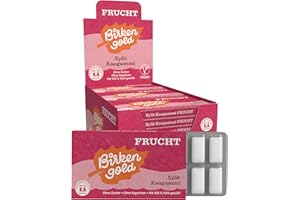 ‎BIRKENGOLD Birkengold Xylit Kaugummi Frucht | 24 Stk. Blister | Zahnpflege-Kaugummi | zuckerfrei | hoher Xylit-Anteil 70% | vegan | ohne Titandioxid | ohne Aspartam | ohne Zucker