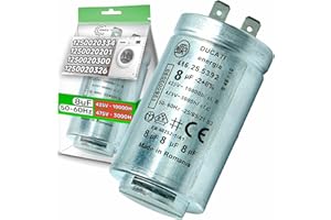 Сondensador de Arranque para Secadora 8uF con el Código Original 1250020334 1250020201 1250020300 1250020326 para Zanussi para Electrolux para Aeg - Garantía de 5 Años - ONIX TECH