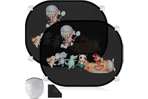 RYMALL Sonnenschutz Auto Baby mit UV Schutz, 2 Stück 45x36.5 cm Auto Fenster Sonnenschutz Saugnapf Sonnenblende Kinder Auto Fenster Sonnenschutz mit Süßen Tier Motiven-Luftschiff