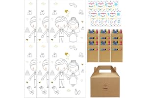 SUPRBIRD Libro Da Colorare Per Matrimonio,6 Pezzi Libro da Colorare per Matrimonio Per Bambini,Con Adesivi E Penne, Regalo Per Gli Ospiti Di Nozze, Bomboniera Matrimonio Bambini