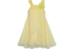 Sunny Fashion Robe Fille sans Manches Licou Fleur Multi-Couche Mousseline de Soie 4-14 Ans