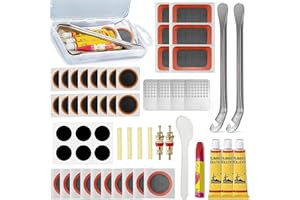 AONAT 44-56 Pièces Kit Réparation Pneus Vélo,Trousse Outils de Vélo,Kit de réparation de crevaison Auto-adhésif,Multifonction Vélo Réparation Outil,avec Vulcanisation Rustine,pour Vélos de Route