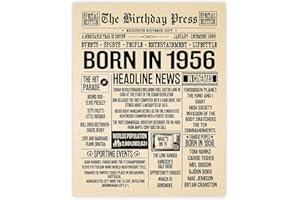 Stuff4 69th Birthday Poster Unframed - Born In 1956 Newspaper - Happy 69th Birthday Gifts for Men Women Vintage Retro Back In 1956, 8x10 Inch Sixty-Nine Sixty-Ninth Bday Party Decor Decoration