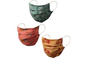 Touchstone Indian Heritage Fabric filter pocket nose bridge double layer cotton face mask reusable washable for men, women (Pack of 3). Blue Beige Pink