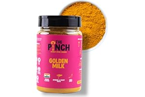 THE PINCH Golden Milk Especias Indias 100% naturales, utilizadas en Ayurveda para Leche Dorada. Saludable y fácil de usar en té, café, leche vegetal, batidos y zumos. EasyPack 300g.