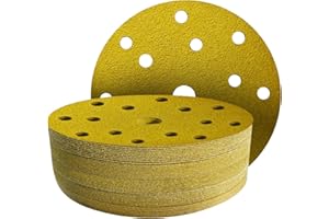 GZKTY 50 Piezas Discos de Lija 150mm | Granos 100 | 15 Agujeros | Compatible con Lijadoras Orbitales/Excéntricas