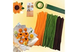 ROEOWENE 300pcs Fil Chenille Loisir Creatif 30cm Tige de Fil Chenille avec Fils de Fleurs Cure Pipe Chenilles Bricolage Pipe Cleaners Flower Cure-pipes pour DIY Artisanat-Jaune d'or