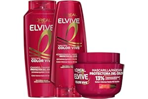 L'OREAL PARIS L'Oréal Paris Pack ELVIVE Color Vive Champú y Acondicionador y Mascarilla para Pelo Teñido