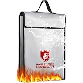 Fireproof Document Bag, Fireproof and Waterproof Document Bag, 1200&deg;C Fireproof Safety Bag, 38 x 32 x 8 cm Large Document Bag