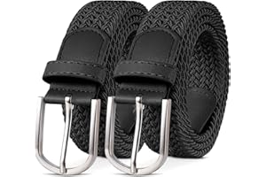 YOUCHAN 2 Pièces Unisexe Ceinture Élastique Femme Ceinture Tressée Homme Tissu 3.3 cm, Longueur Réglable 100-130 cm, Plusieurs Couleurs