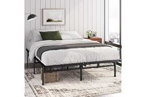 Zinus Justin Bett 180x200 cm - Höhe 36 cm mit Stauraum unter dem Bett - Metall Plattform Bettgestell - Schwarz