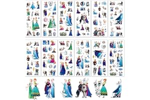 FOESIHEP Frozen Sticker Kinder 3D- 12 Blätt Elsa Vinyl Stickers Eiskönigin Aufkleber Prinzessin Tattoo Kinder Deko Set Party Mitgebsel Kindergeburtstag Geschenk für Laptop Skateboard Scrapbook Bottle Gepäck