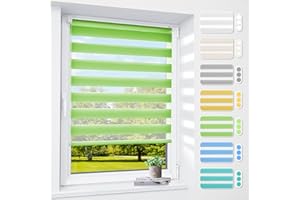 SMARTDEMO Doppelrollo klemmfix ohne Bohren, 90 x 120 cm (BxH) Grün, 3-in-1 Rollos für Fenster & Tür, Fensterrollo innen lichtdurchlässig & verdunkelnd, Klemmrollo Duo Rollo Sonnenschutz & Sichtschutz