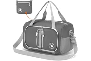 BKAZV Bolsa Viaje 40x20x25 Ryanair, Plegable Bolso de Mano Bolsa de Viaje Maletas de Viaje Nailon Impermeable Maleta de Mano Bolsa Fin de Semana Neceser Viaje para Vuelo, Camping, Grau