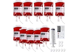 NHYDZSZ Bolsas de Sangre para Bebidas,10pcs Bolsas de Sangre de Halloween Contenedor,Halloween Bolsa de Sangre para Beber con Clips Tipo de Sangre Pegatina Y Jeringa,para Cosplay Decoración