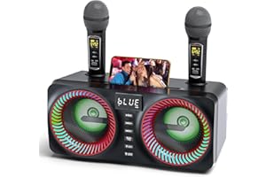 GJCrafts Karaoke, Todo-en-Uno Karaoke 2 Microfonos con Altavoz Bluetooth de 30W y Ranura para Micrófono Recargable, Karaoke Altavoz Completo Bluetooth para Fiestas, Reuniones en el Hogar