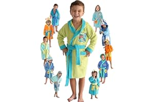 LEBENGOOD - Albornoz Niños adolescentes Algodón: Niño, Infantil - 100% Algodón OEKO-TEX - 2 Bolsillos, Cinturón, Capucha, Albornoces Felpa muy suave con bordados para niños