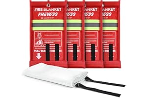 FIREWESS Coperta antincendio di emergenza, 100*100 cm protezione ignifuga, coperta ignifuga per casa, campeggio, auto, ufficio, grill, sicurezza di sopravvivenza in magazzino (fibra di vetro, 4 pezzi)