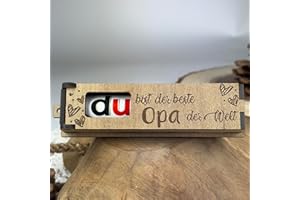 Urhome Geschenkbox Du bist der beste Opa Gravur mit Duplo Schokoriegel - Herzen Holz Box mit Spruch inkl. Schokolade Riegel - Danke Opa Geschenk graviert