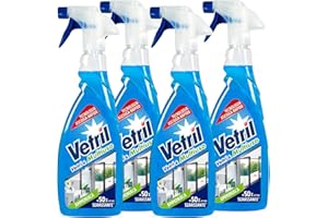 Vetril - Vetri e Multiuso Detergente Spray Superfici con Ammoniaca, Azione Sgrassante e Brillantezza Senza Aloni, 650ml x 4 Pezzi