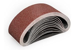 Sruhrak Nastri Abrasivi 75 x 533 mm - Grane 80 Carta Abrasiva per Levigatrice a Nastro, per Levigare,Limare,Affilare e Rimuovere Metallo/Legno (10 Pezzi)
