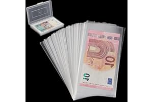 UNCLE PAUL 100 Protectores Transparentes para Monedas con Caja - Protectores de Billetes de Polipropileno translúcido sin ácido, universales para coleccionistas PN02S0