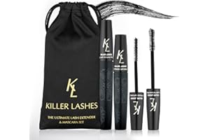 KL Killer Lashes Mascara Black & Ultimate Fiber Lash Extender Set - Waterproof Mascara for Volume and Length | Lengthening & Volumizing Mascara & Lash Extension Beauty Set, 1 Count (120 days Supply)
