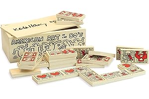 VILAC - Jeux et Jouets - Dominos Keith Haring en bois - Décoré - Design - Reflexion - Educatif - Jeu pour Enfants dès 12 mois - Fabriqué en France - 9264, Noir