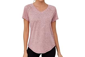 Gyabnw Maglietta Sportiva Donna Camicia Palestra Donna Manica Corta Scollo a V Elastico Indietro in Rete Traspirante Top Fitness Yoga Corsa Danza