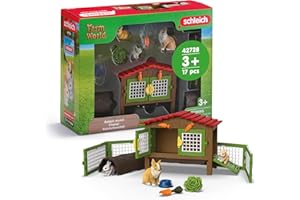 Schleich Farm World | Clapier à Lapins 42728 | Set avec 3 Lapins, clapier, Nourriture et de Nombreux Accessoires | Figurines d’Animaux détaillées | Jouet pour Enfants dès 3 Ans | Set de 17 pièces