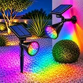 Forlife 7 Colors RGB 18 LED Spot Solar Powered Garden Lighting, Photocell, Sconce, 18W, Waterproof Outdoor Solar Lamp, D