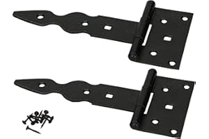 KOTARBAU® 2er Set Kreuzgehänge T-Scharnier 150 mm Dekorativ Ladenband Pulverbeschichtet Schwarz