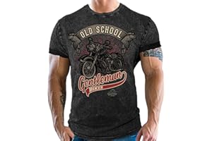 GASOLINE BANDIT Koszulka motocyklowa w spranych dżinsach: oldschool gentlemen