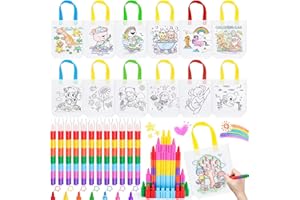 HGRGHH 12 sacchetti da colorare, 12 pezzi di cera colorata, fai da te sacchetti di graffiti, regali per scuola e festa