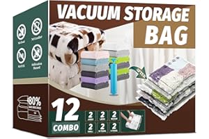 IMENSE Vacuum Storage Bags, Space Saver Bags, Vacuum Sealer Bags for Comforters and Blankets, Compression Storage Bags for Clothes Storage, Hand Pump Included (12 Combo)