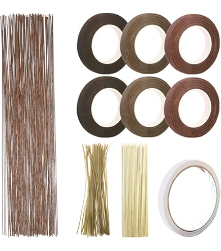 Kit Fiorista Woohome - 200 Steli Filo Floreale 26 Gauge, 4 Rotoli Nastro Verde/Marrone | Per Bouquet E Decorazioni - Foto 7