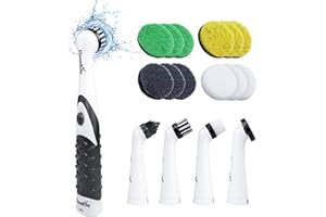 ‎CLEANRITE CleanRite® Elektrische Reinigungsbürste Pack | Elektrische Putzbürste mit 5 Rotierender Bürstenköpfe und 12 Striche | 10.000 Umdrehungen/Min| Elektrische Bürste zum Putzen für Haus, Küche, Bad, Auto