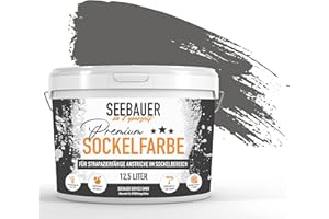 SEEBAUER diy® | Premium-Sockelfarbe für Außen | Für stark beanspruchte Flächen | Beton, Mauerwerk, Kellerwand, Fassade & Dachflächen (300 ml, No. 104 Black Pearl)