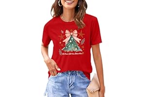 VVNTY Christmas T Shirts Women Christmas Tree T-Shirt Ladies Funny Xmas Short Sleeve Tops