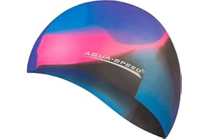 ‎AQUA SPEED Aqua Speed Badekappe + Mikrofaser Handtuch + inkl. E-Book | Bademütze für Erwachsene Kinder | Badehaube | Schwimmhaube | Schwimmkappe | Silikon | BUNT