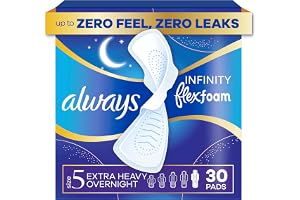 ALWAYS Infinity Feminina dynor för kvinnor, storlek 5 extra tung över natten, med vingar, oparfymade, 30 ct, 198,0 gram, 30,0