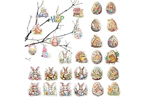 AFYHH 30Pcs Easter Egg Bunny Decorations For Tree Hanging Easter Decorations Home Indoor Easter Hanging Eggs Bunny Ornaments Easter Tree Decoration