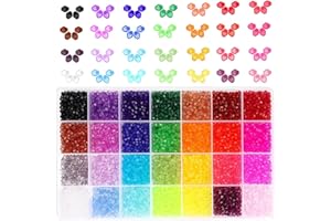 QTUIE 2800 perline colorate per braccialetti, 6 mm, set di perline sfaccettate da infilare – braccialetti fai da te per bambini, adulti, per Natale, vacanze, compleanni
