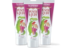 PUNCH AND JUDY Punch & Judy Kids Toothpaste - Fun Bubblegum Flavour, 3+ Years, Fluoride, Sugar Free (3 x 50ml)